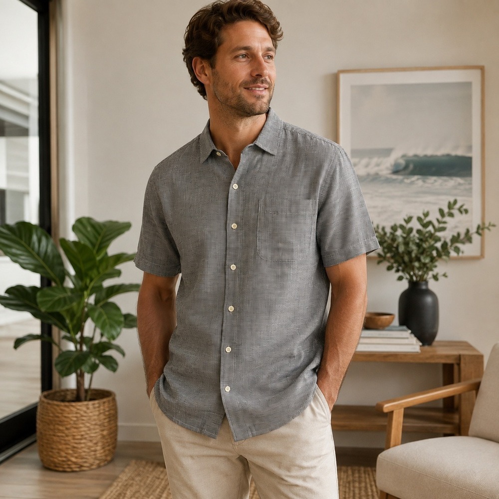 Polo Golf Ralph Lauren Shirt Mens Medium Blue Clayton Linen Cotton Gorpcore